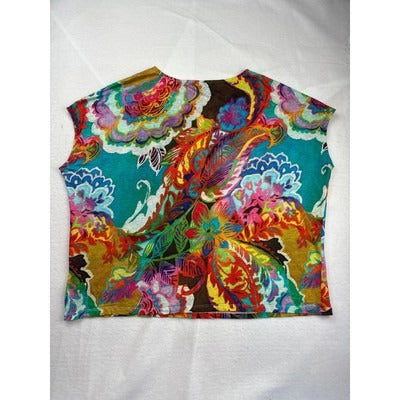 Women’s Green Label Ralph Lauren Size 2X Multicolor Paisley Patterned Shirt.
