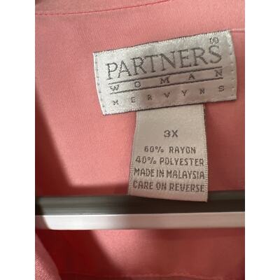 Partners Woman Mervyns Pink Button-Up Shirt 3X