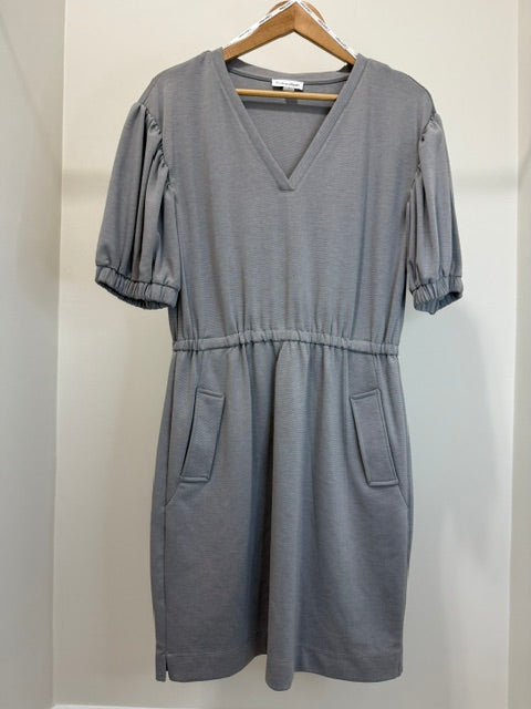 Calvin Klein Short‑Sleeve V‑Neck Gray Dress Sz12