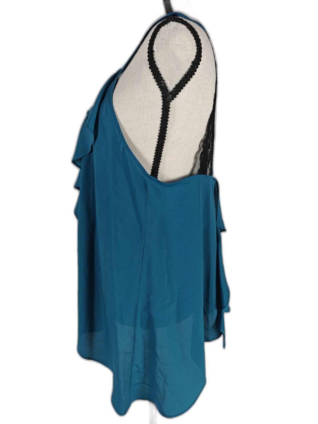 Womens BCBGeneration Ruffle Tank Top Teal Size M