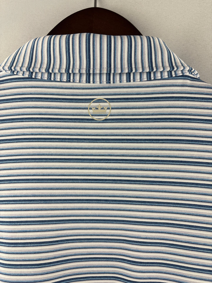 Men’s Peter Millar XL Blue &amp; White Striped Golf Polo