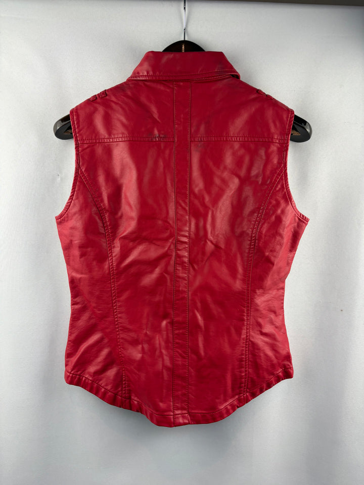 Women’s Montanaco Small Cherry Red Faux Leather Vest