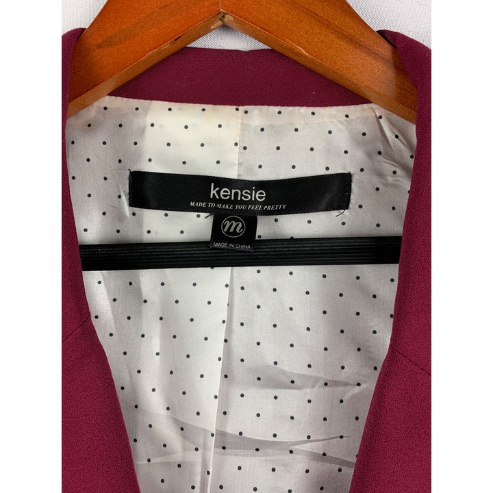 Kensie Womens Burgundy Blazer Size M Polyester Blend