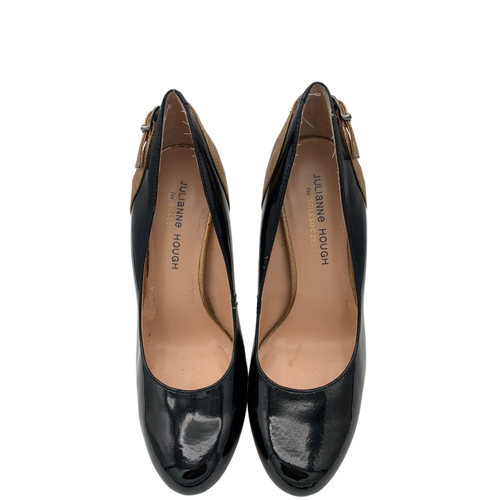 Julianne Hough Patent Leather Black & Tan Stiletto Heels Size 7.5