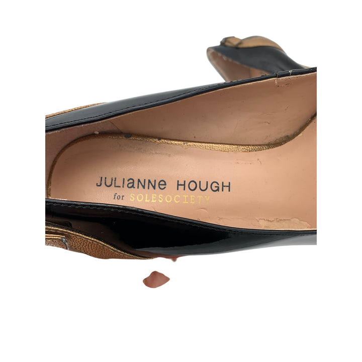 Julianne Hough Patent Leather Black & Tan Stiletto Heels Size 7.5