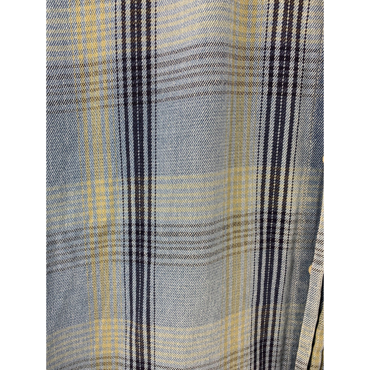 Basic Editions Mens XL Plaid Short Sleeve Button-Down Shirt Blue & Yellow