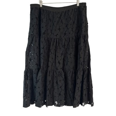 Women’s Linea by Louis Dell”Olio Black Embroidered Floral Maxi Skirt Sz L