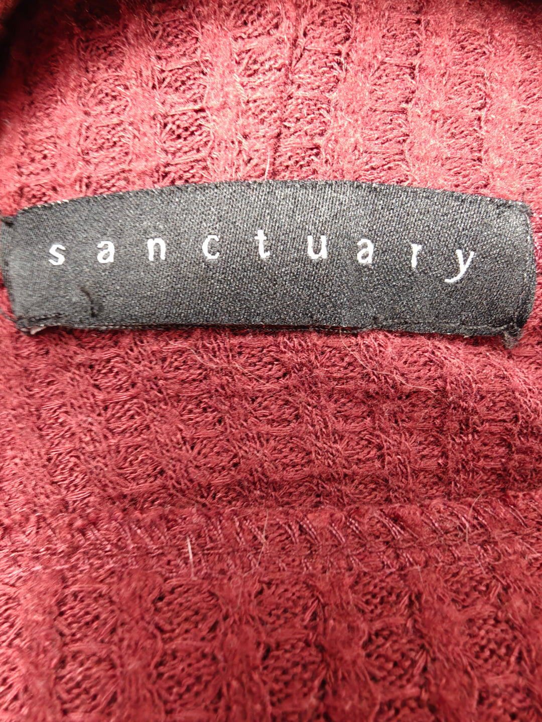 Women’s Sanctuary Cowl Neck Waffle Knit Sweater Burgundy Size L