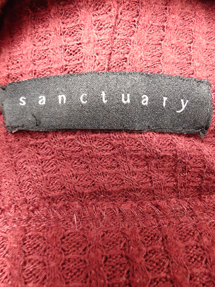 Women’s Sanctuary Cowl Neck Waffle Knit Sweater Burgundy Size L