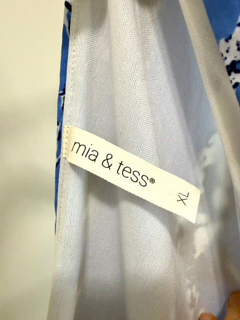 Mia &amp; Tess V‑Neck Floral Maxi Dress – Blue &amp; White SzXL