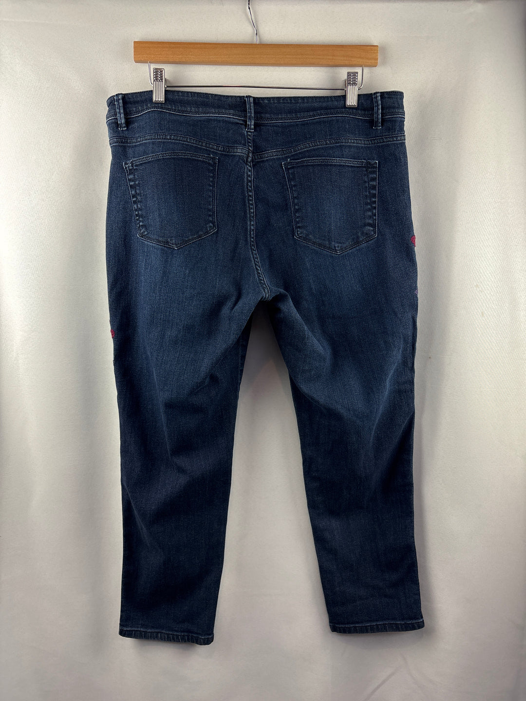 Women’s J.Jill Size 14 Blue Denim Jeggings w/ Floral Embroidery