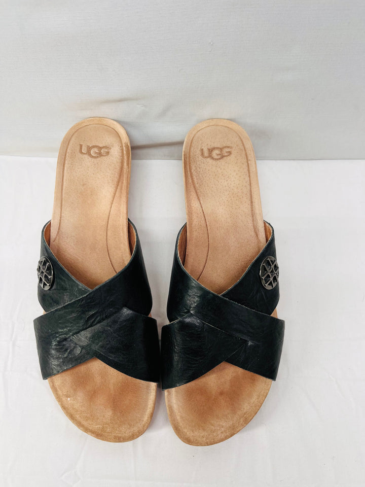 UGG Lyra Women's Cork Wedge Platform Sandals Criss Cross Leather Size 9