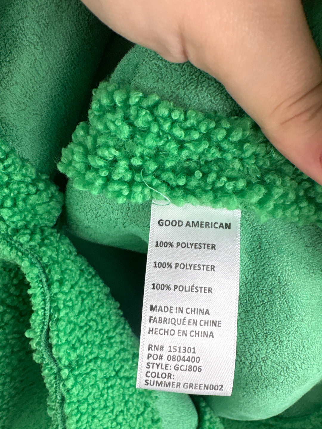 Women’s Good American Size 1/2 Bright Green Sherpa Jacket