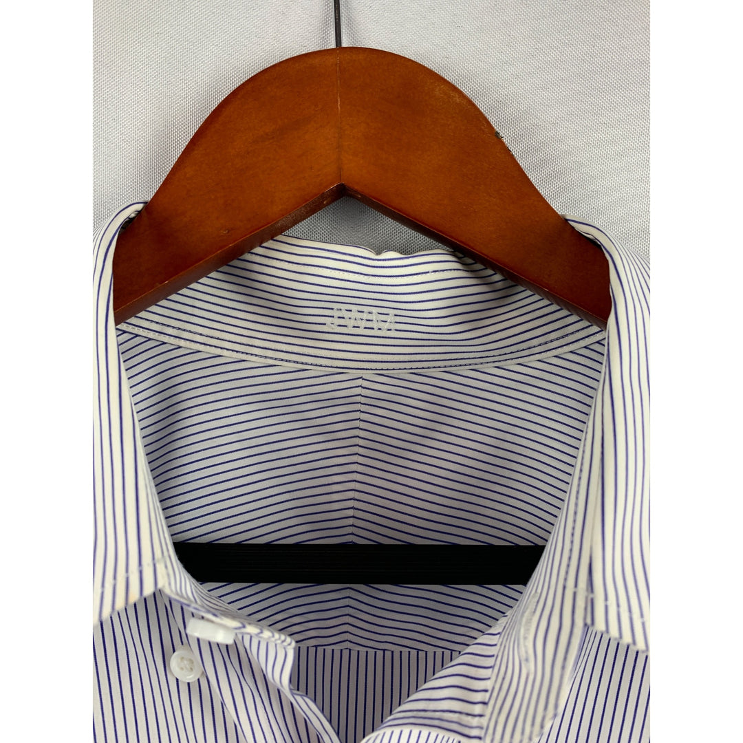 Mens J. Crew Slim Fit Blue & White Striped Dress Shirt Size M