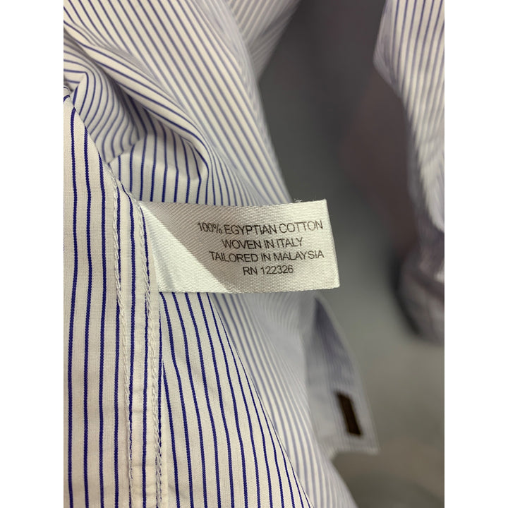 Mens J. Crew Slim Fit Blue & White Striped Dress Shirt Size M
