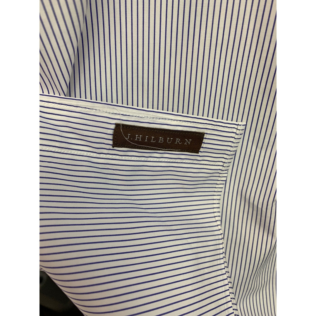 Mens J. Crew Slim Fit Blue & White Striped Dress Shirt Size M