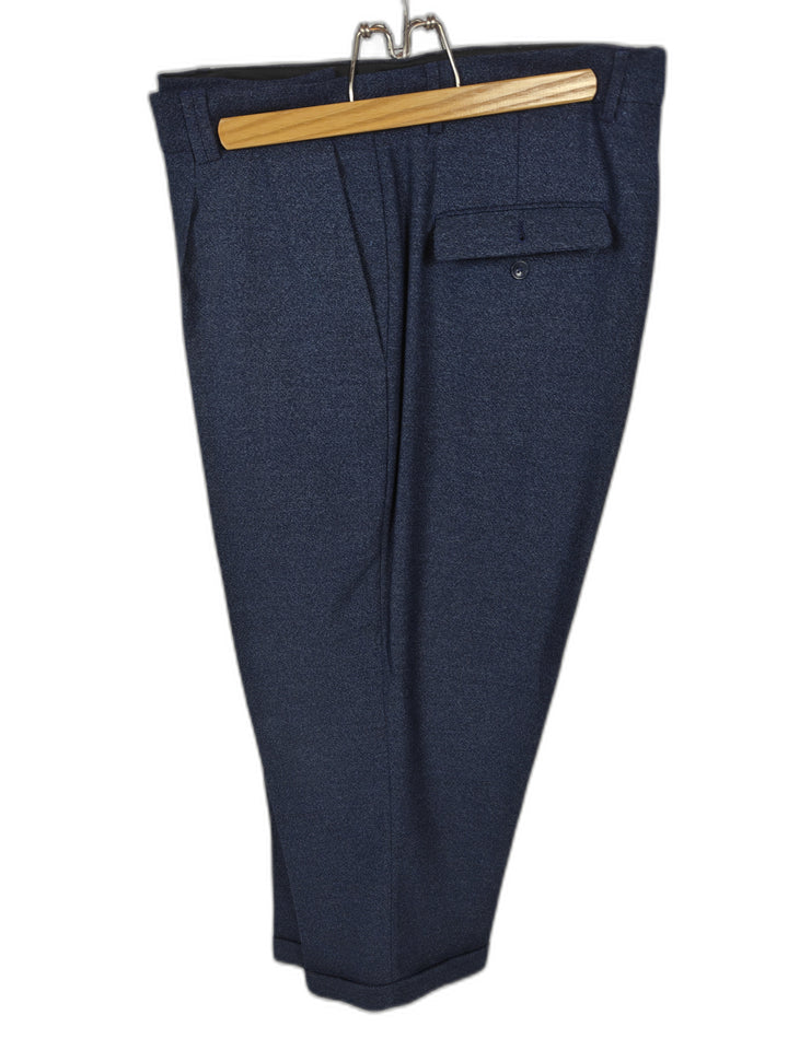 Silversilk Men's Blue Textured Pleated Dress Pants Size 44x32 Cuffed Classic Fit Slacks