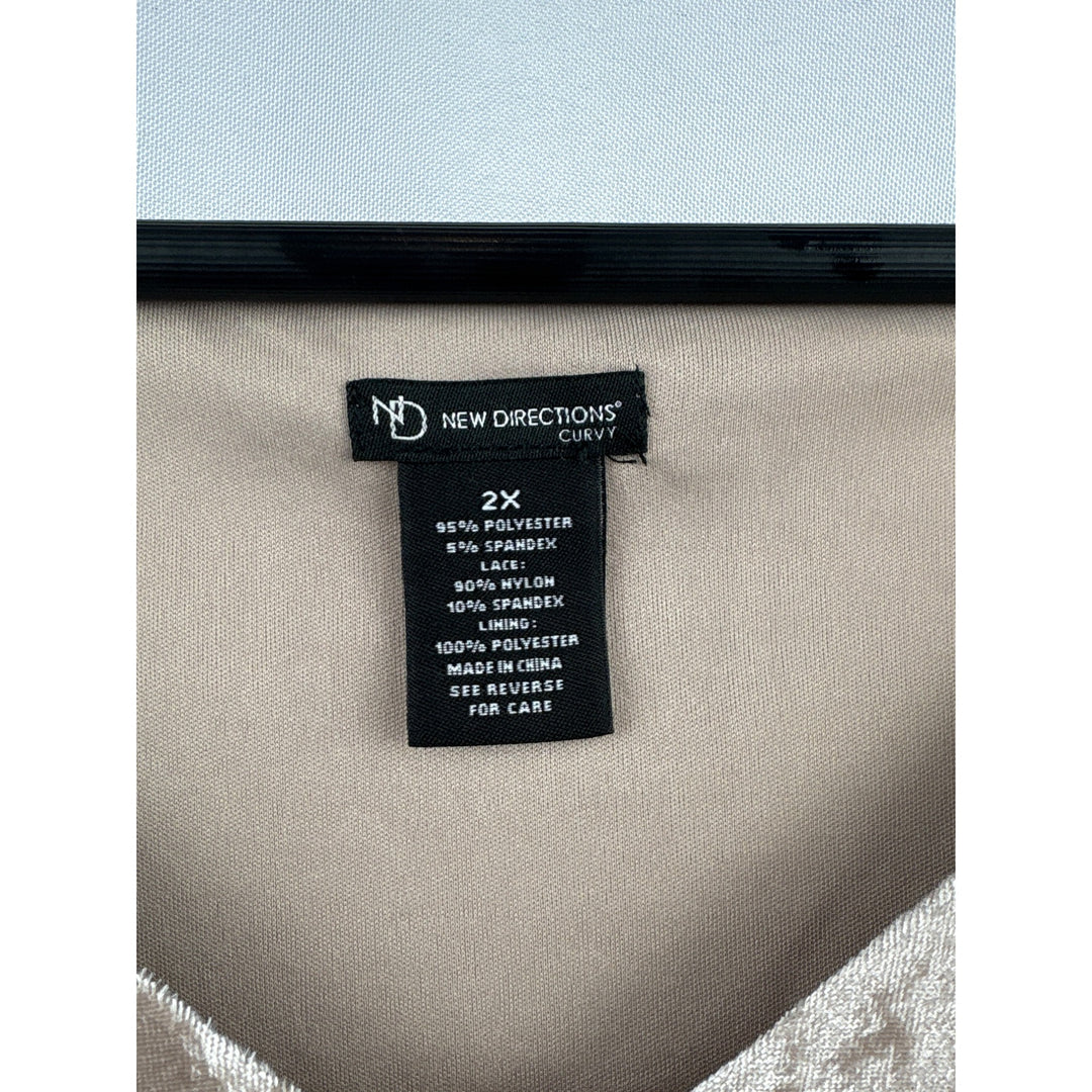 Women’s New Directions Size 2X Champagne Velvet Sleeveless Blouse with Lace Back Detail