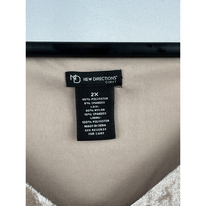 Women’s New Directions Size 2X Champagne Velvet Sleeveless Blouse with Lace Back Detail