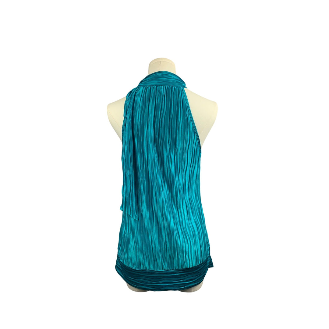 Heart Soul Womens Turquoise Sleeveless Halter Neck Top L Polyester