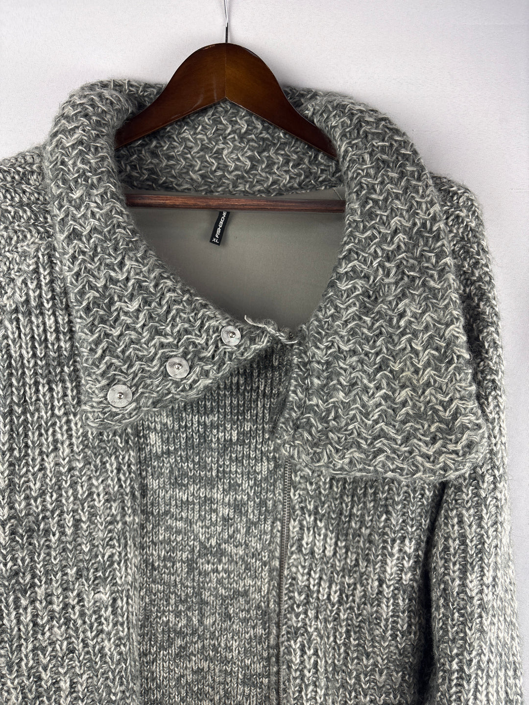 Women’s FishBone XL Gray Zip Knit Cardigan