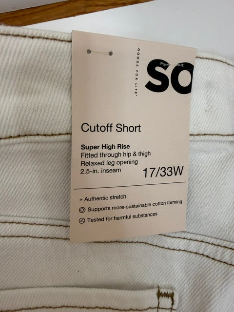 SO Cutoff Short Sz17/33W(White, Rainbow Pocket, NWT)