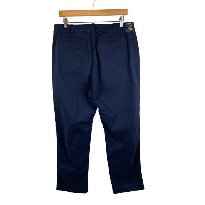 J.Crew High-Rise Girlfriend Chino Pants 12P Navy Cotton & Elastane Womens