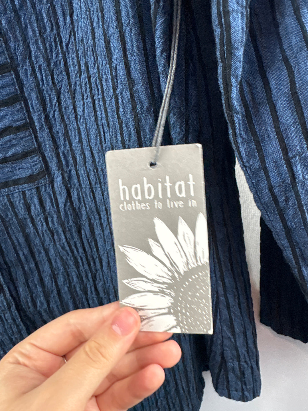 Women’s Habitat XS Dark Blue &amp; Black Striped Button Up