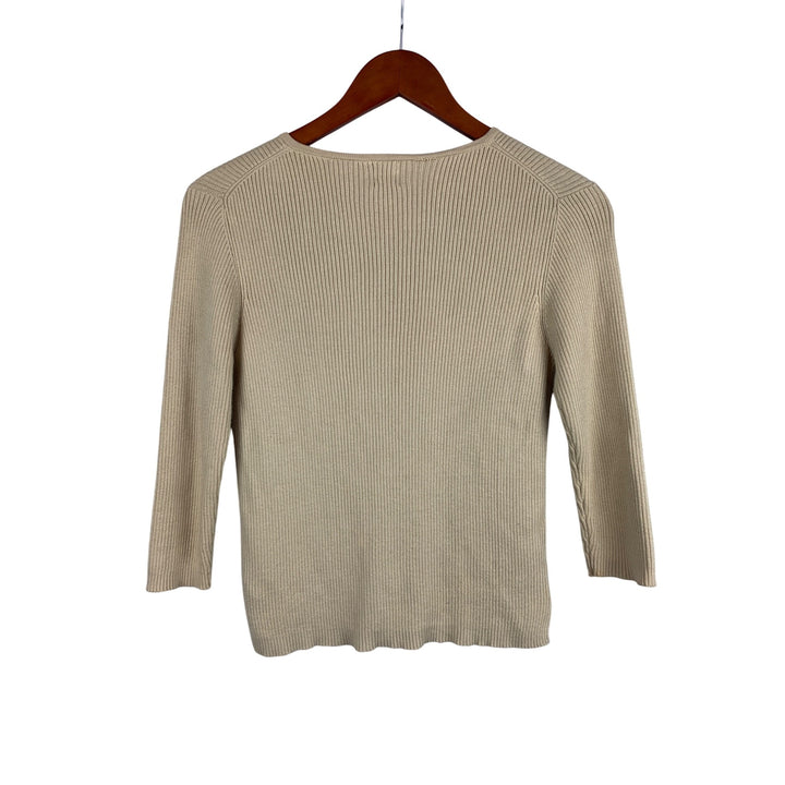 Gap Womens XS Beige Ribbed Cotton Cardigan Sweater