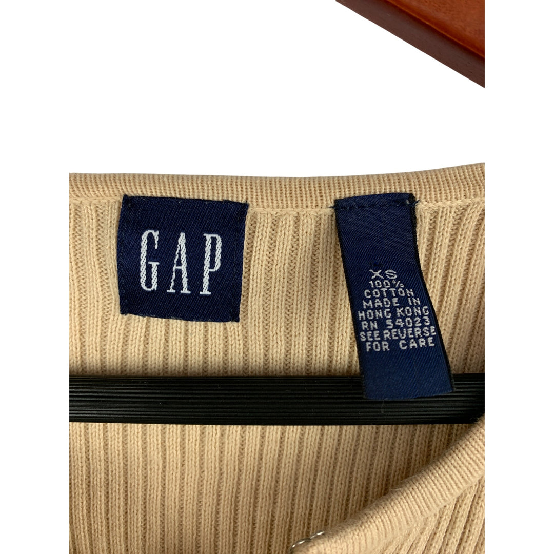 Gap Womens XS Beige Ribbed Cotton Cardigan Sweater