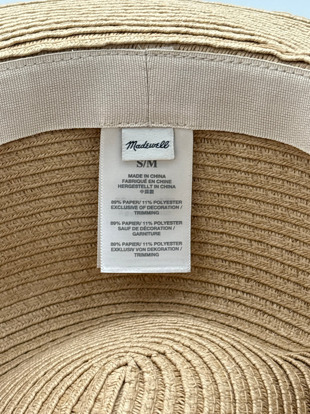 Women’s Madewell Tan Woven Fedora w/ Black Ribbon