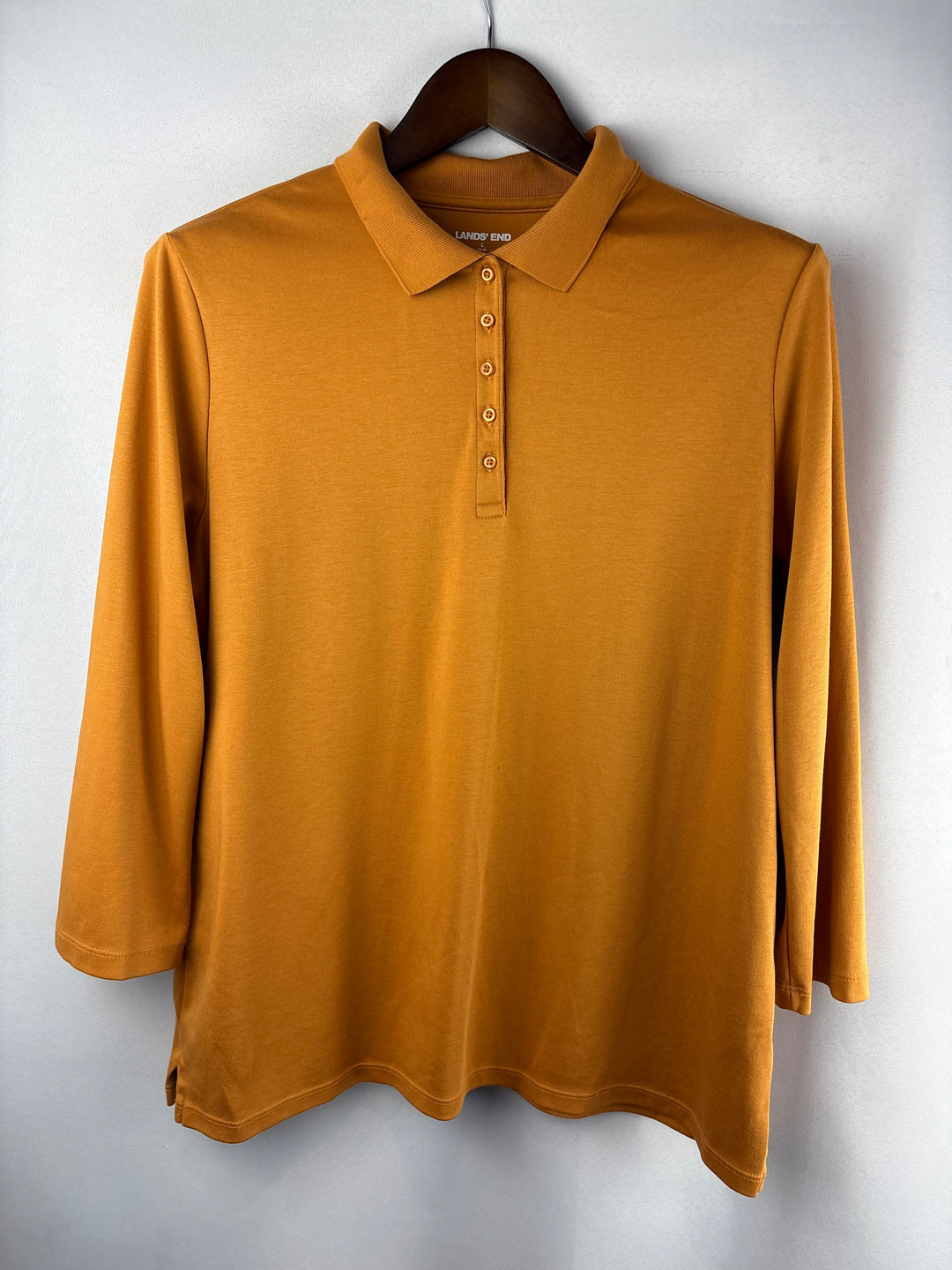 Women’s Lands’ End Large Gold Half Sleeve Polo Shirt