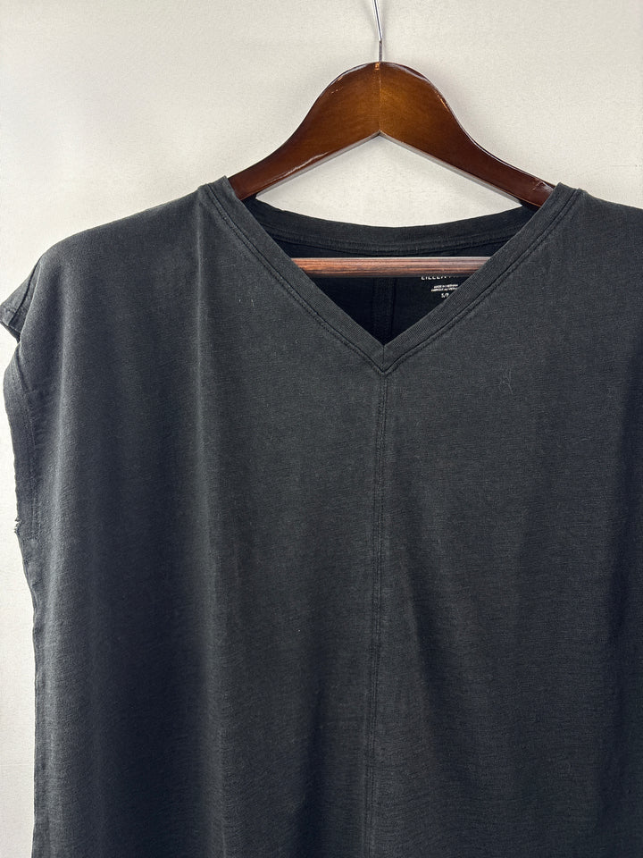 Women’s Eileen Fisher Small Black V-Neck Short Sleeve