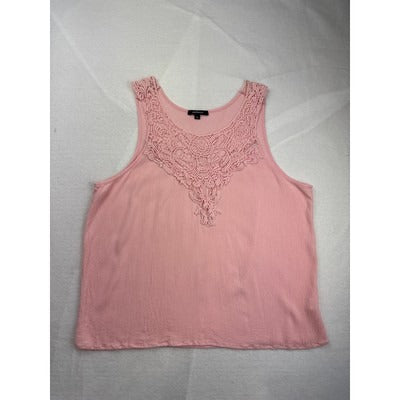 Women’s Ambiance Size 2XL Pink Embroidered Tank Top.
