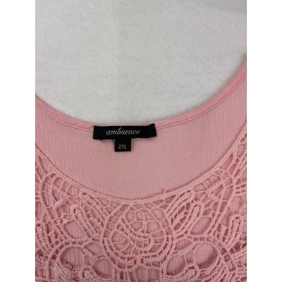 Women’s Ambiance Size 2XL Pink Embroidered Tank Top.