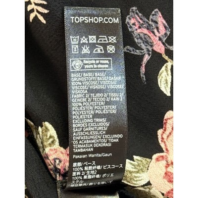 Women’s TopShop Black Maxi Dress w/Pink & Red Rose Design Sz 2