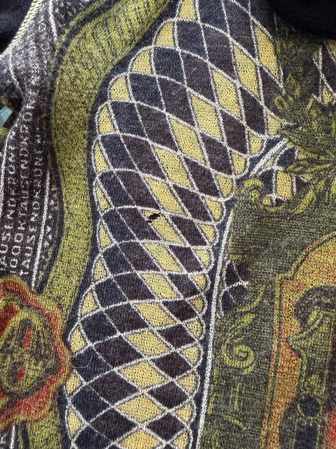 Jean Paul Gaultier Maille Classique Banknote Print 100% Wool Graphic Turtleneck Sweater S