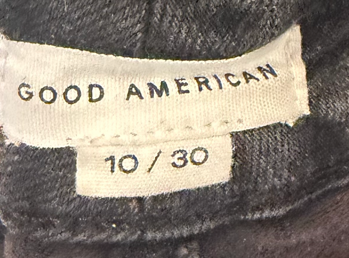 Good American Good Classic Black Jeans Size 10/30 High Rise Raw Hem Goth Stretch Denim