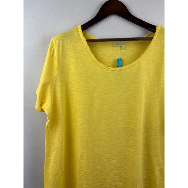 Women’s Fresh Produce 2X Bright Yellow Cotton T-Shirt