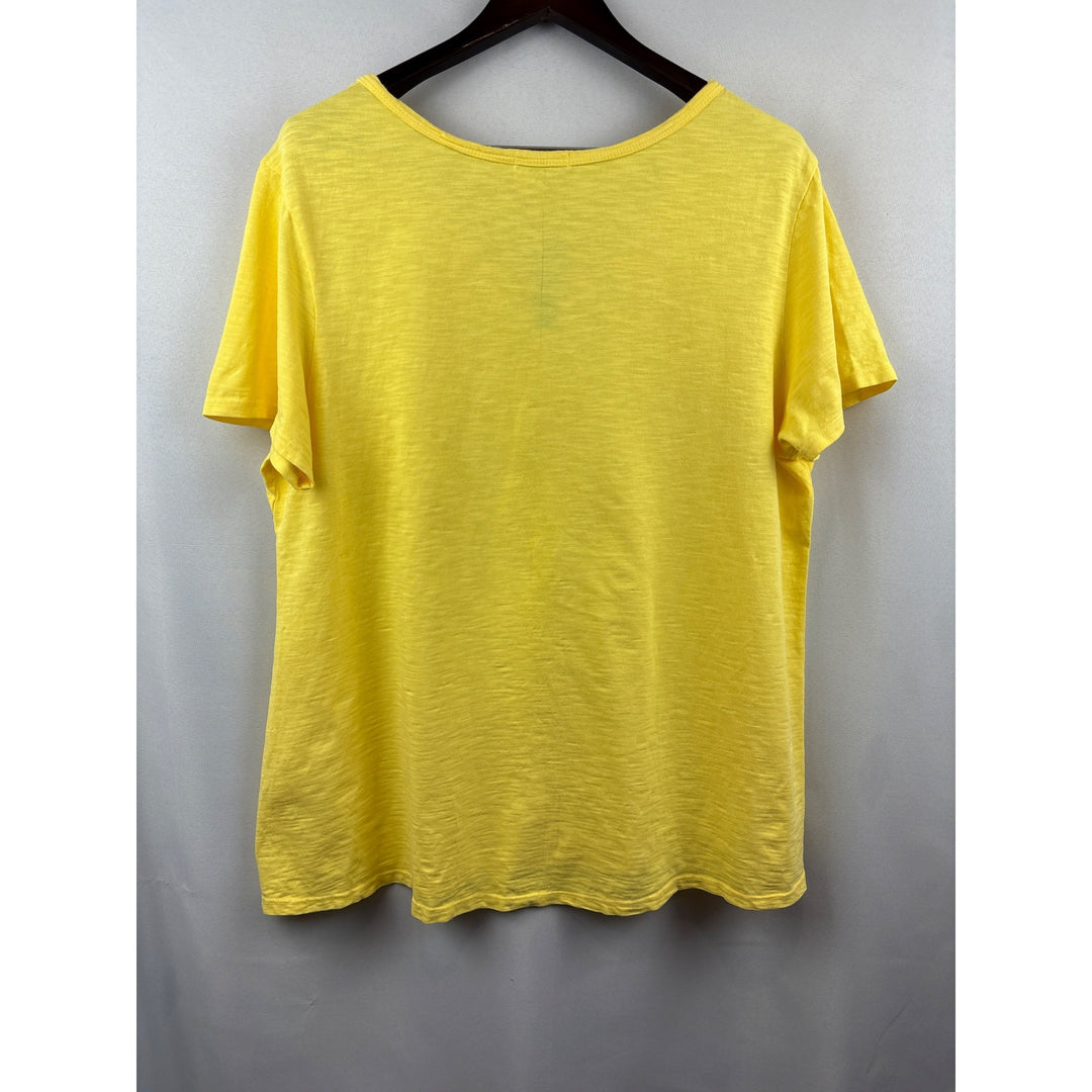 Women’s Fresh Produce 2X Bright Yellow Cotton T-Shirt