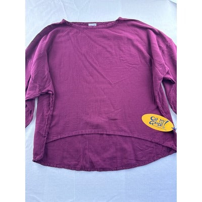 Oh My Gauze! Womens Maroon Long Sleeve Top 100% Cotton Made In Mexico
