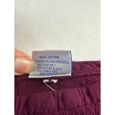 Oh My Gauze! Womens Maroon Long Sleeve Top 100% Cotton Made In Mexico