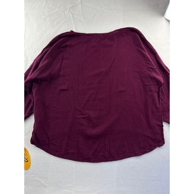 Oh My Gauze! Womens Maroon Long Sleeve Top 100% Cotton Made In Mexico