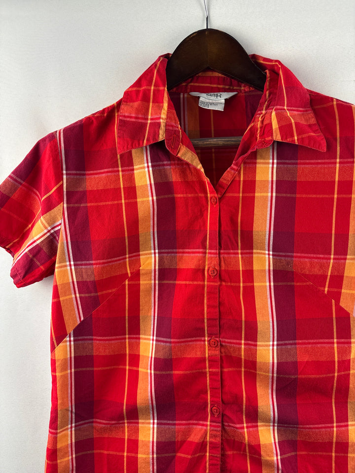 Women’s Northern Reflections Medium Red &amp; Orange Plaid Button Up