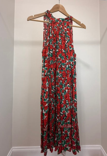 BTFBM Floral Red Halter Neck Dress SzL NWT