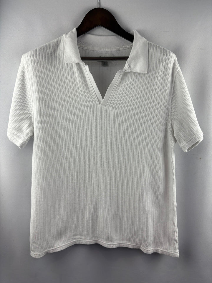 Men’s Goodfellow Medium White Ribbed Short Sleeve Shirt