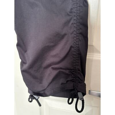 Womens Black Cargo Capri Pants With Drawstring Hem & Pockets