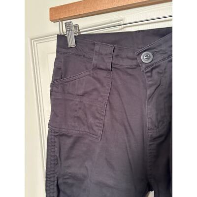 Womens Black Cargo Capri Pants With Drawstring Hem & Pockets