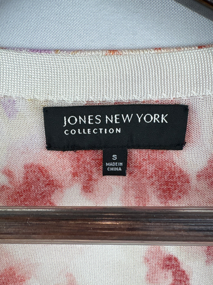 Women’s Jones New York Small Orange Sweater w/ Abstract Florals
