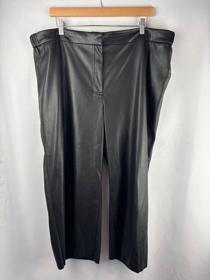 Women’s Ulla Popken Size 20/22 Black Faux Leather Pants